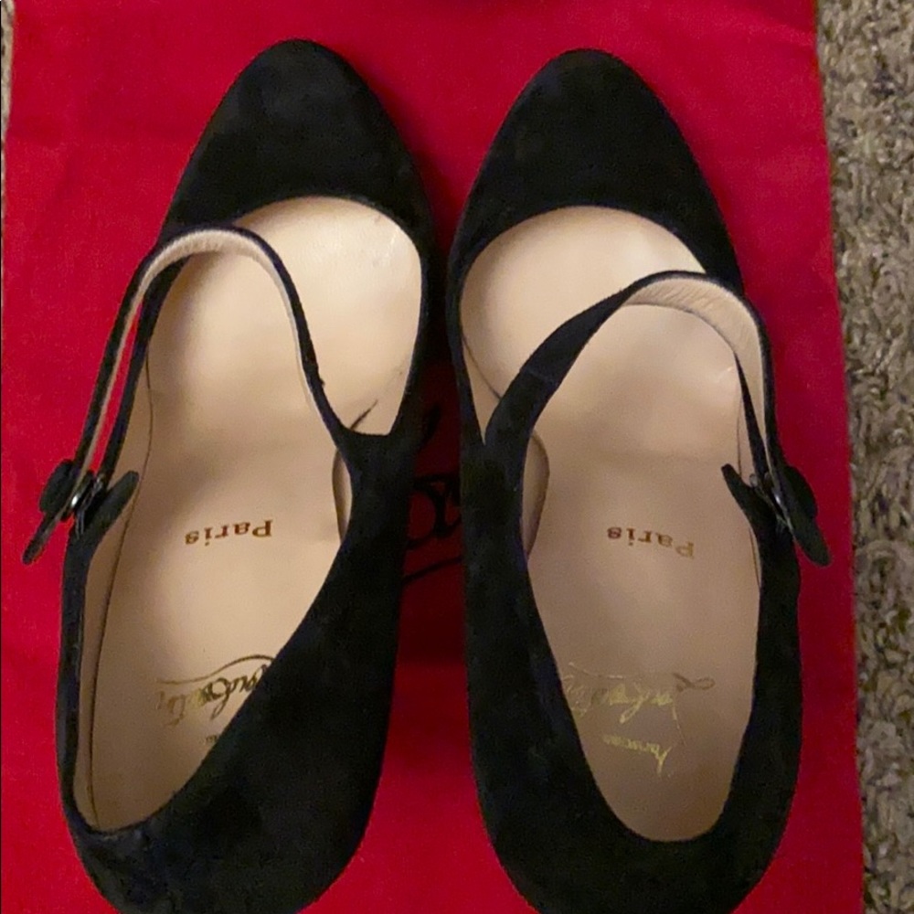 Christian Louboutins Suede Mary Jane Pumps - Picture 7 of 8